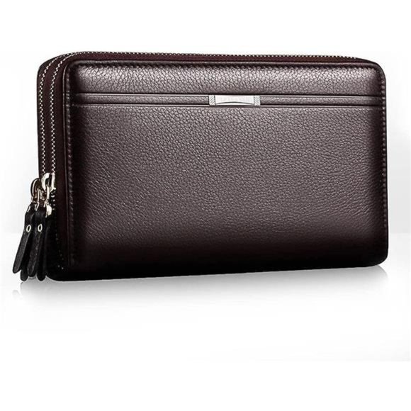 Other - Mens Wallet Long Purse Leather Clutch Brown